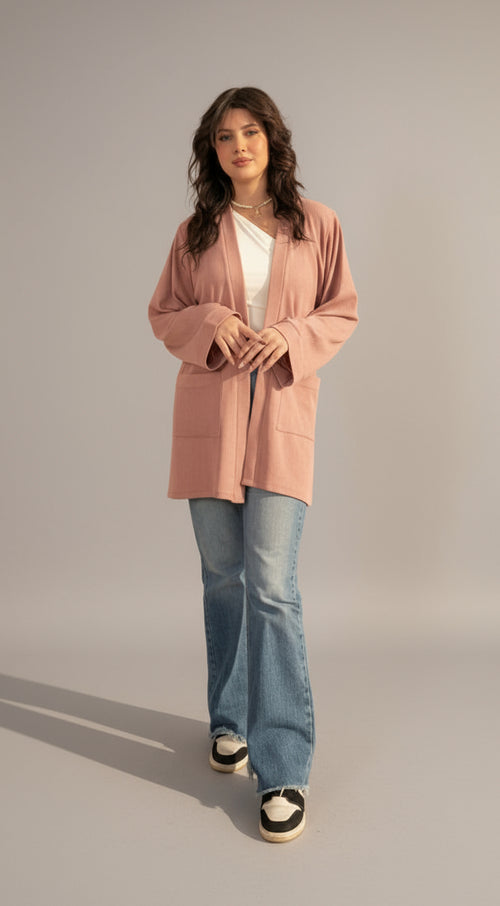 Gilet long en tricot avec grandes poches